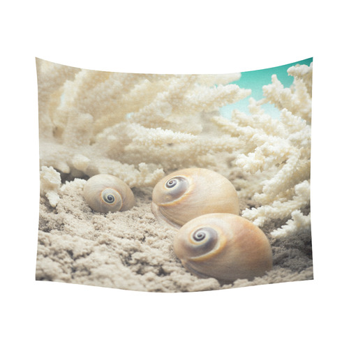 Underwater Coral Reef Seashells Cotton Linen Wall Tapestry 60"x 51"