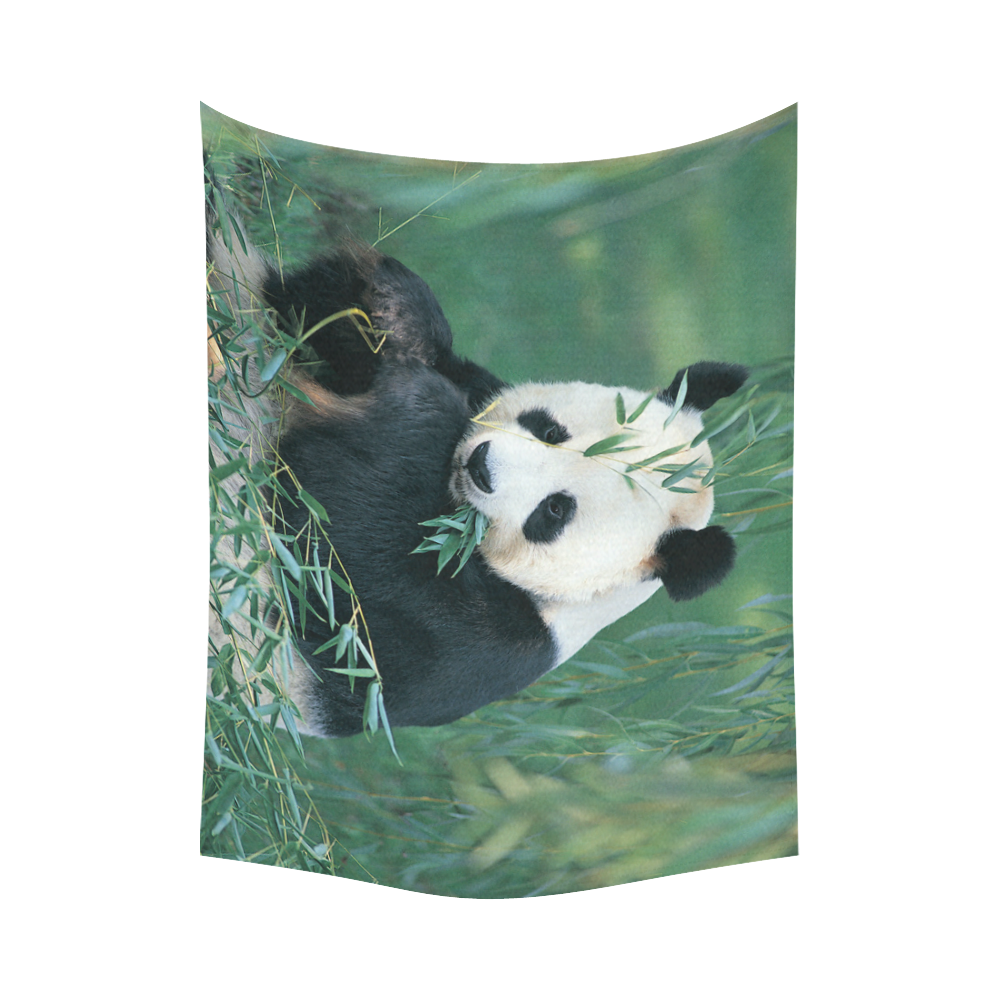 Giant Panda Eating Bamboo Forest Cotton Linen Wall Tapestry 80"x 60"