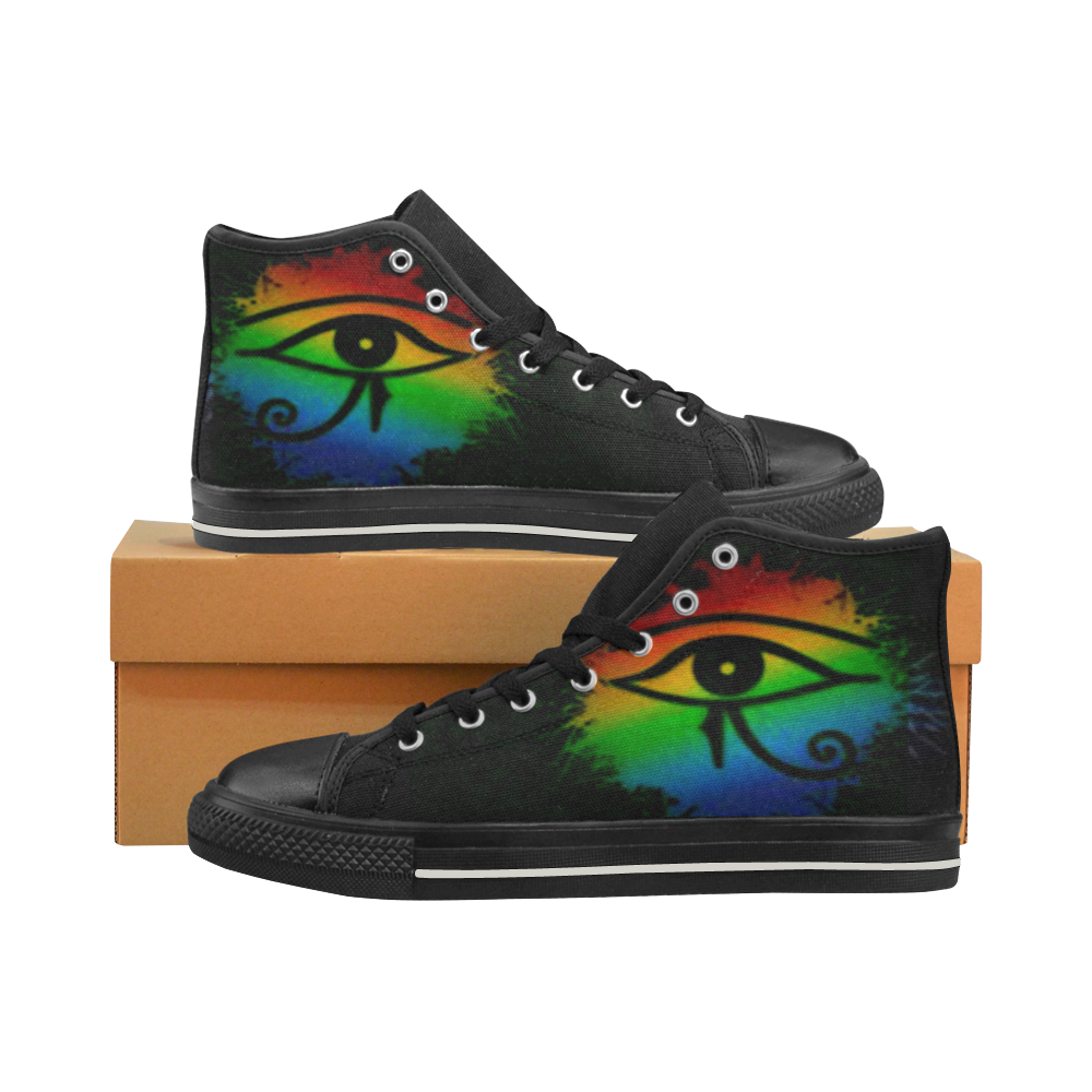 Rainbow Eye of Ra Hi Top Women's Classic High Top Canvas Shoes (Model 017)