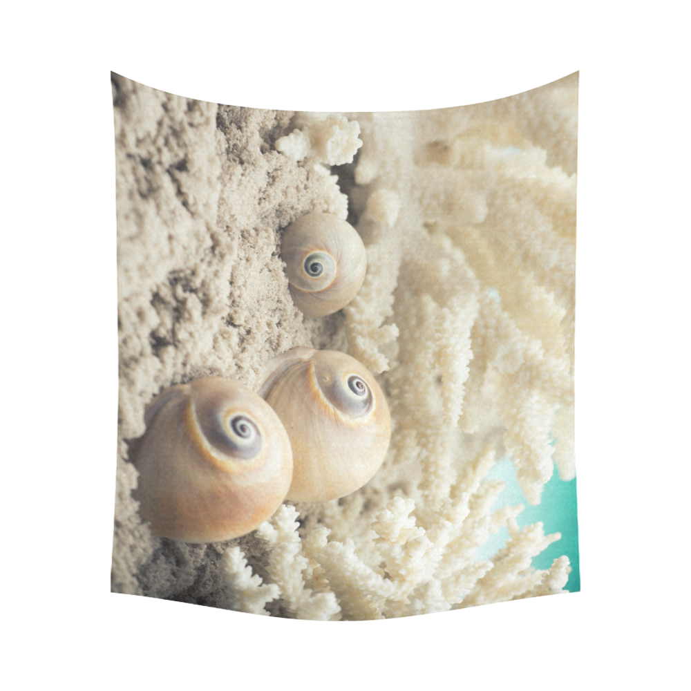 Underwater Coral Reef Seashells Cotton Linen Wall Tapestry 60"x 51"