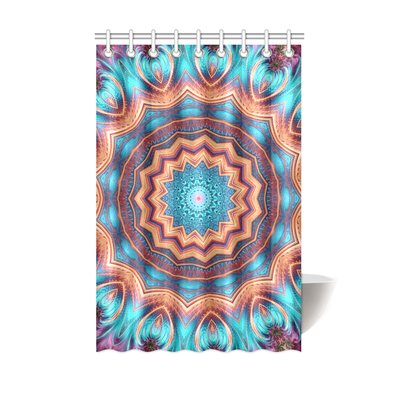 Blue Feather Mandala Shower Curtain 48"x72"