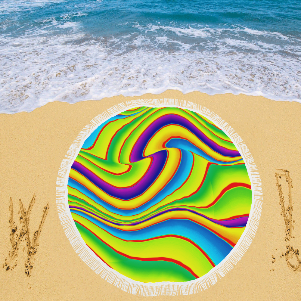 Summer Wave Colors Circular Beach Shawl 59"x 59"