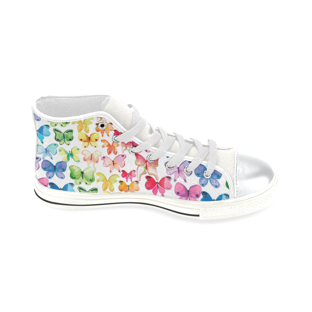 Rainbow Butterflies High Top Canvas Women's Shoes/Large Size (Model 017)