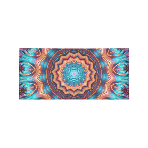 Blue Feather Mandala Area Rug 7'x3'3''