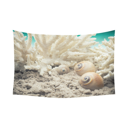 Underwater Coral Reef Sea Shells Cotton Linen Wall Tapestry 90"x 60"