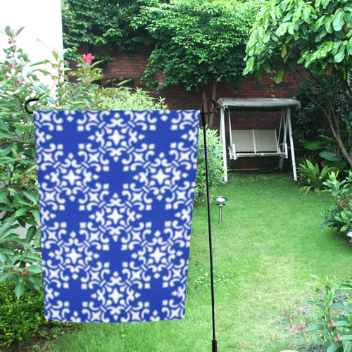 Sapphire Blue Damask Garden Flag 12‘’x18‘’（Without Flagpole）