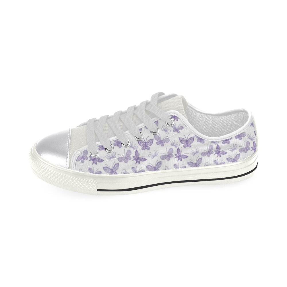 Cute Purple Butterflies Canvas Women's Shoes/Large Size (Model 018)