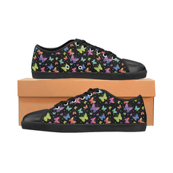 Colorful Butterflies Black Edition Canvas Shoes for Women/Large Size (Model 016)