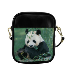 Giant Panda Eating Bamboo In Forest Sling Bag (Model 1627)
