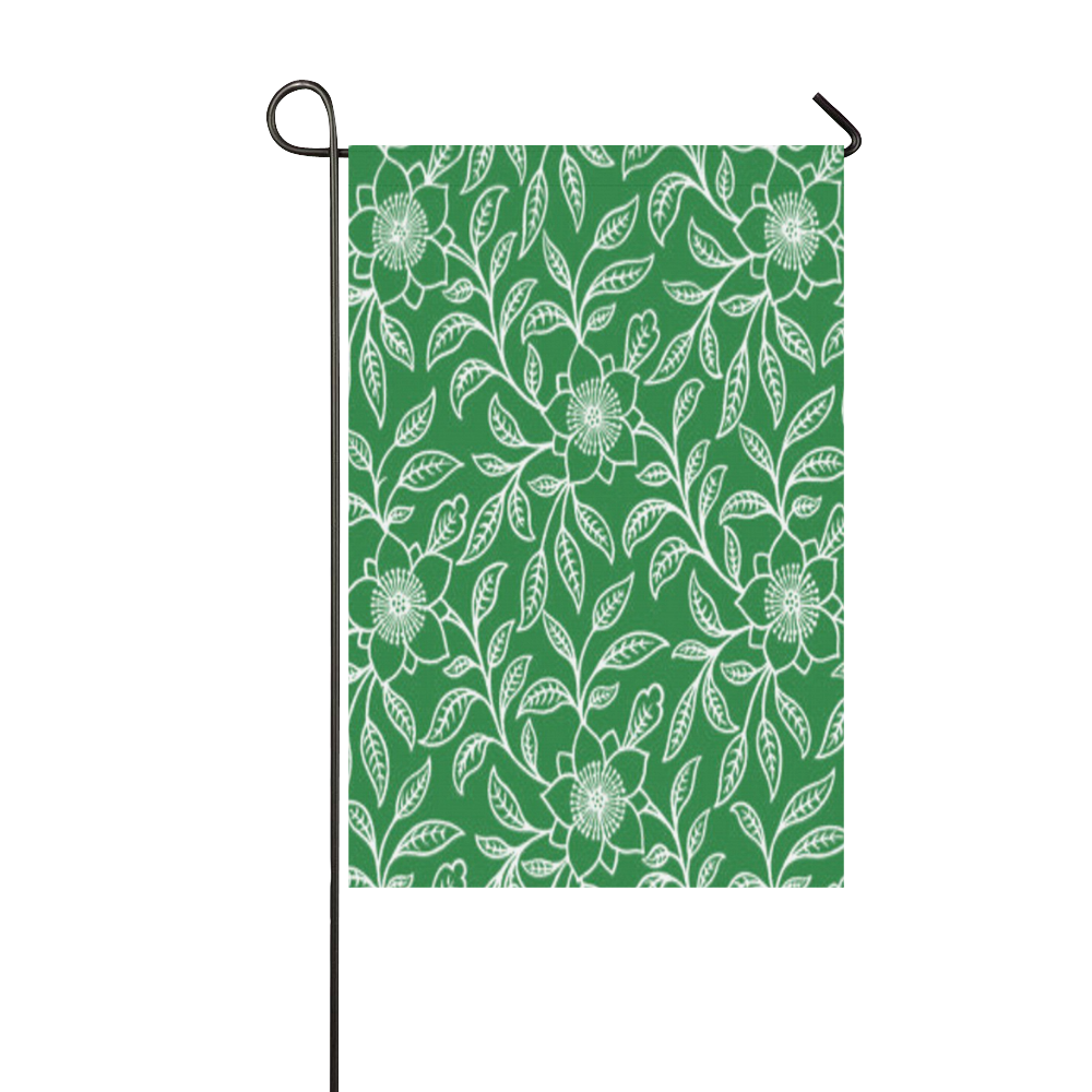 Vintage Lace Floral Green Garden Flag 12‘’x18‘’（Without Flagpole）