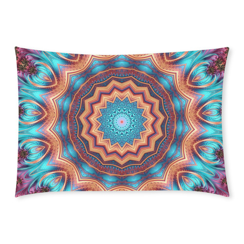 Blue Feather Mandala Custom Rectangle Pillow Case 20x30 (One Side)