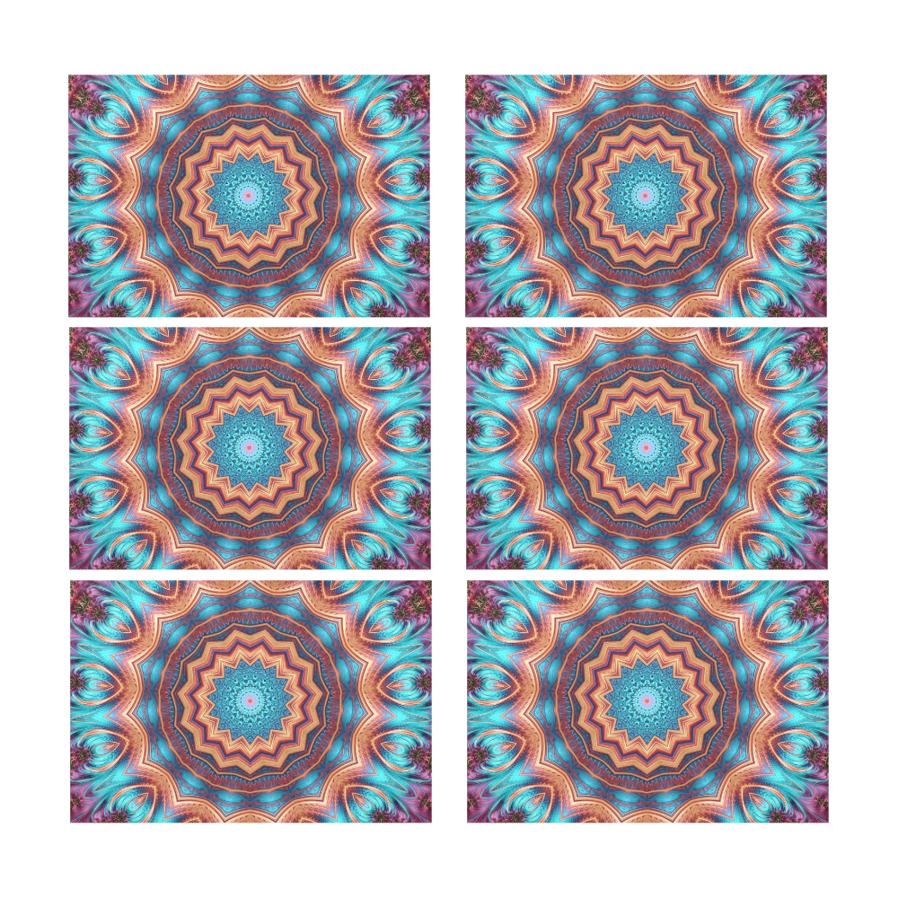 Blue Feather Mandala Placemat 12’’ x 18’’ (Set of 6)