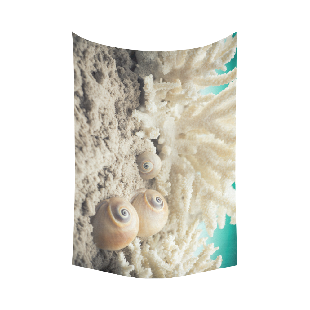Underwater Coral Reef Sea Shells Cotton Linen Wall Tapestry 90"x 60"