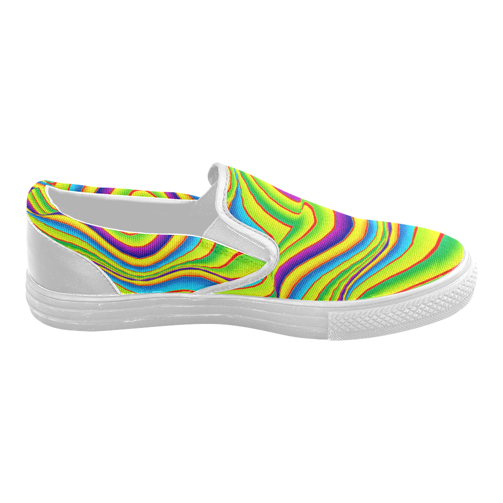 Summer Wave Colors Women's Slip-on Canvas Shoes (Model 019)