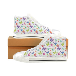 Colorful Butterflies High Top Canvas Women's Shoes/Large Size (Model 017)