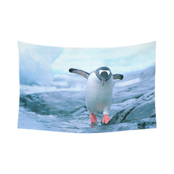 Cute Baby Penguin Antarctic Landscape Cotton Linen Wall Tapestry 90"x 60"