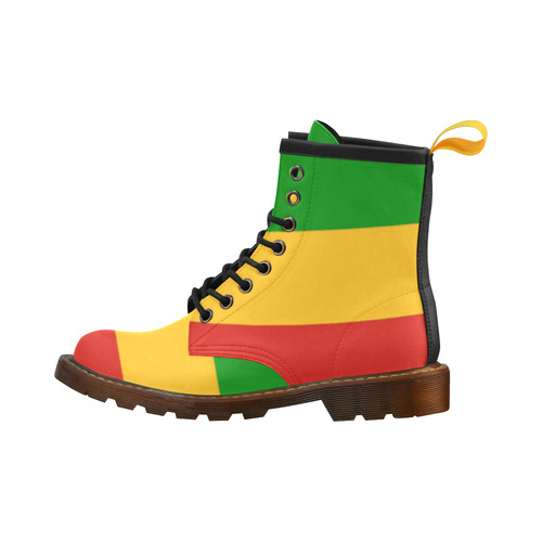 Rastafari Flag Colored Stripes High Grade PU Leather Martin Boots For Men Model 402H