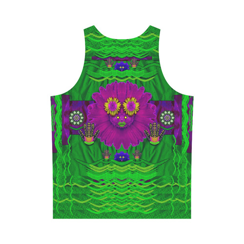 summer flower girl with pandas dancing in green All Over Print Tank Top for Men (Model T43)
