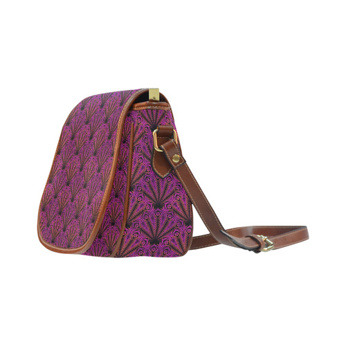 Feather pattern pink orange by JamColors Saddle Bag/Small (Model 1649) Full Customization