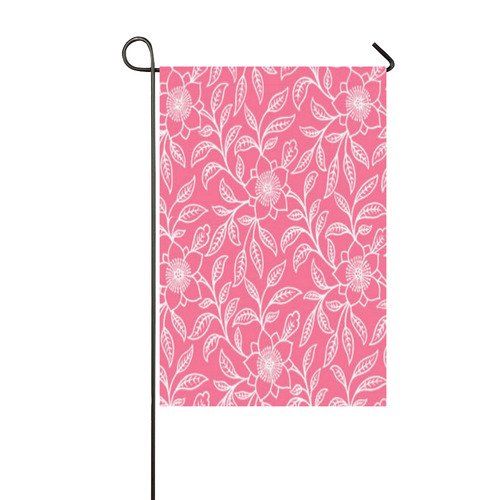 Vintage Lace Floral Pink Garden Flag 12‘’x18‘’（Without Flagpole）