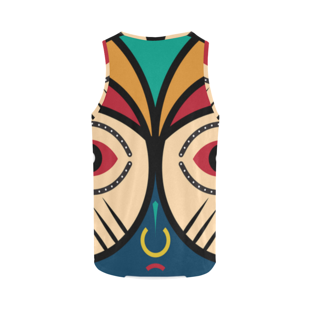 Round Tribal Mask All Over Print Tank Top for Women (Model T43)