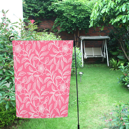 Vintage Lace Floral Pink Garden Flag 12‘’x18‘’（Without Flagpole）