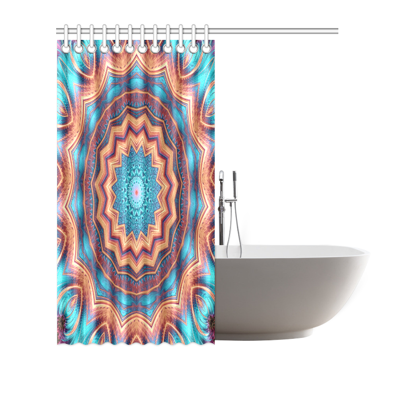 Blue Feather Mandala Shower Curtain 72"x72"