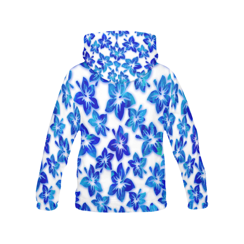 blue hibiscus All Over Print Hoodie for Women (USA Size) (Model H13)