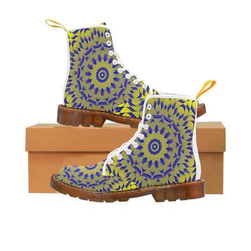 Yellow Blue Gold Mandala Martin Boots For Men Model 1203H
