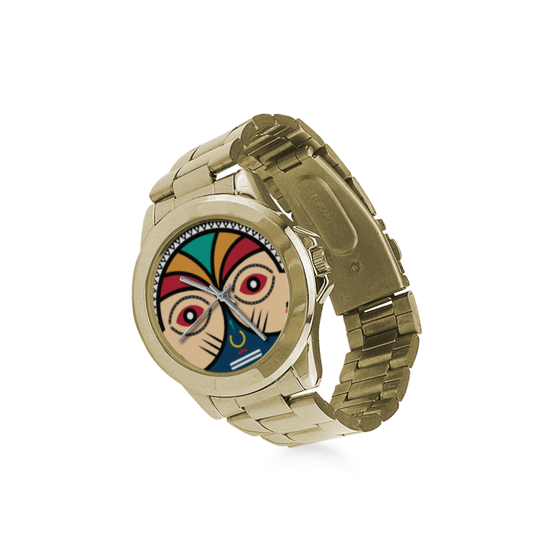 Round Tribal Mask Custom Gilt Watch(Model 101)