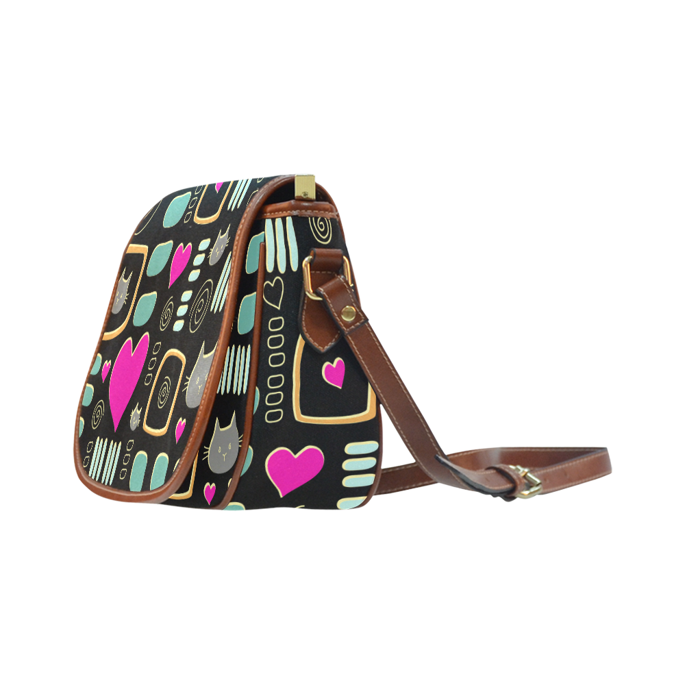 Love Cats Saddle Bag/Small (Model 1649) Full Customization