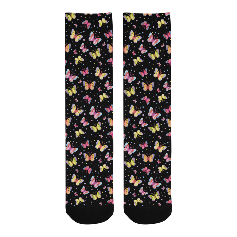 Watercolor Butterflies Black Edition Trouser Socks