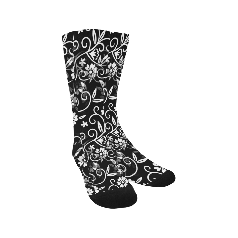 Black N White Floral Trouser Socks