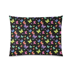 Colorful Butterflies Black Edition Custom Zippered Pillow Case 20"x26"(Twin Sides)