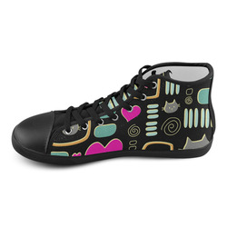 Love Cats High Top Canvas Kid's Shoes (Model 002)