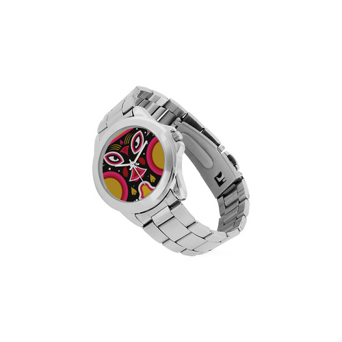 Ceremonial Tribal Mask Unisex Stainless Steel Watch(Model 103)