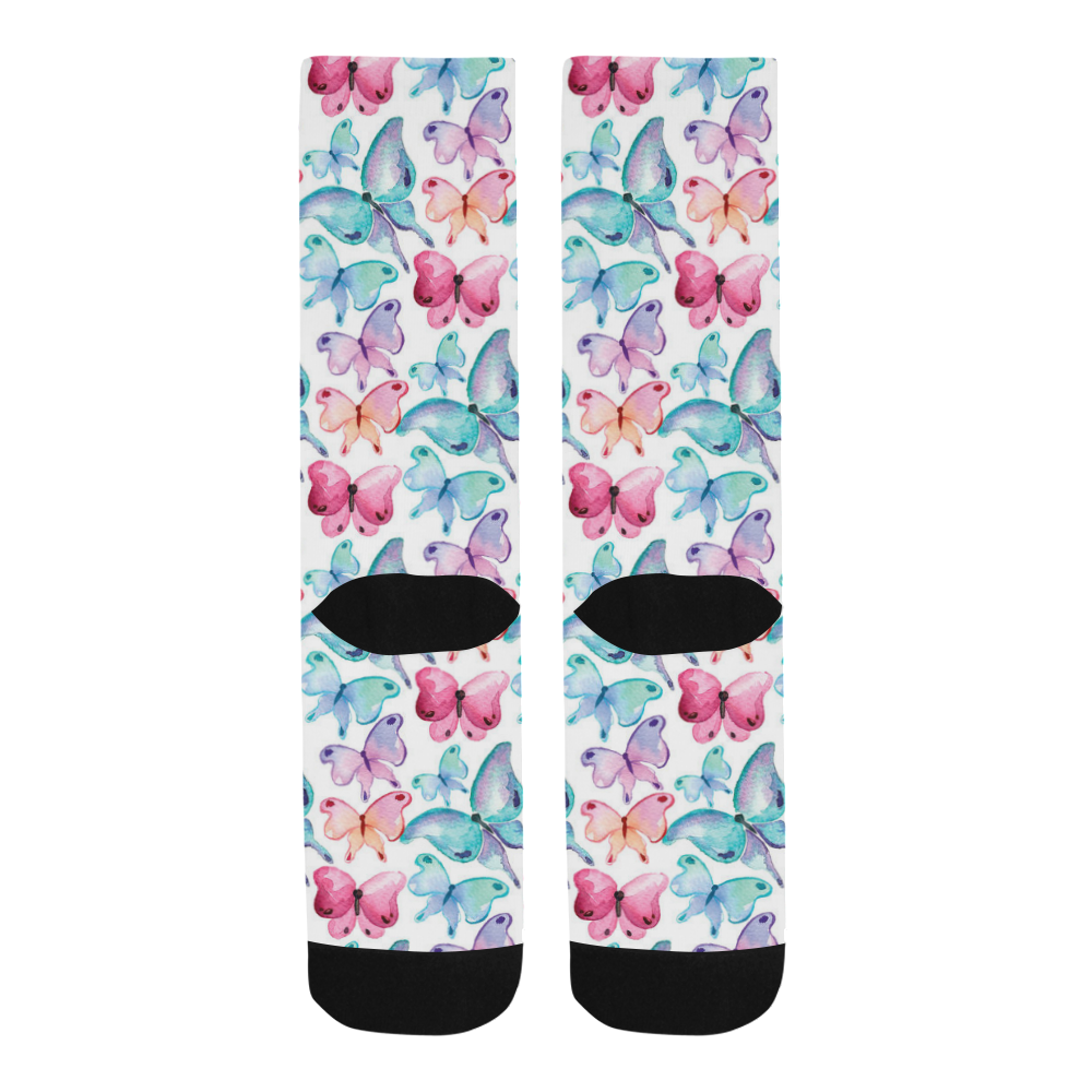 Watercolor Colorful Butterflies Trouser Socks