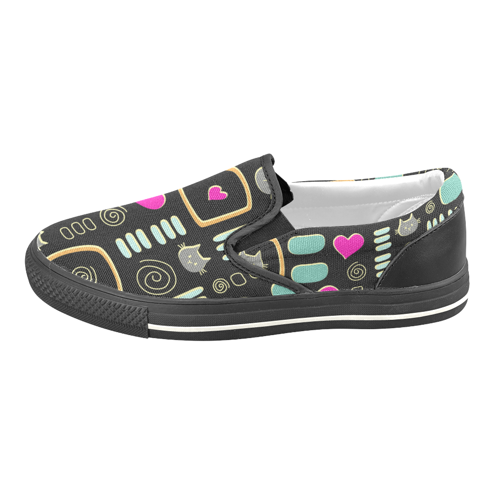 Love Cats Slip-on Canvas Shoes for Kid (Model 019)