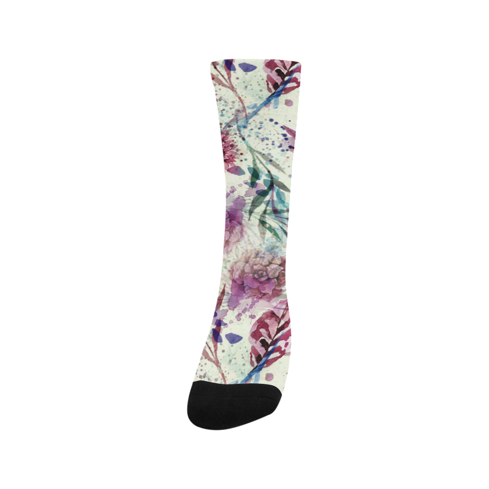 Water Color Flowers Trouser Socks