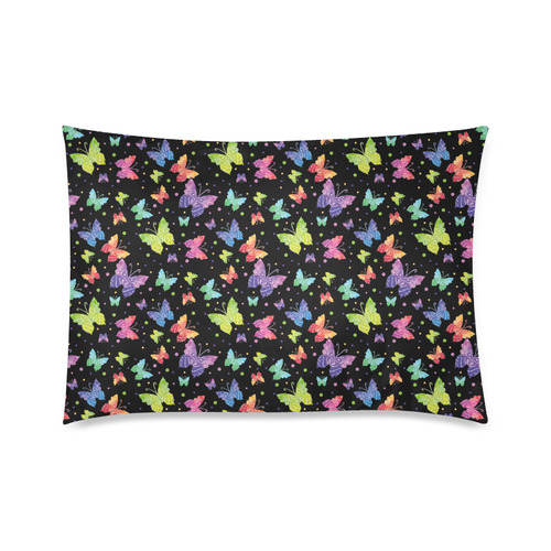 Colorful Butterflies Black Edition Custom Zippered Pillow Case 20"x30"(Twin Sides)