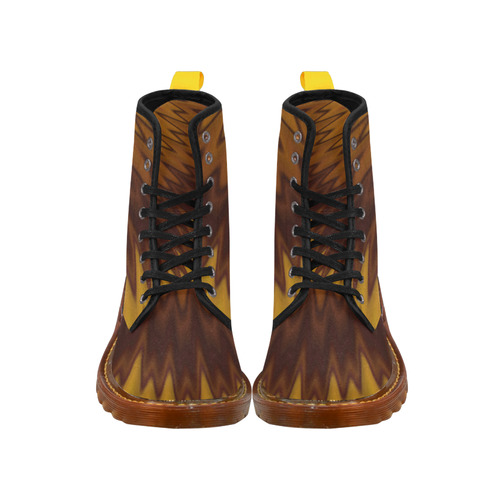 Yellow/Brown Diagonal Pattern Martin Boots For Women Model 1203H