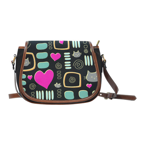 Love Cats Saddle Bag/Small (Model 1649)(Flap Customization)