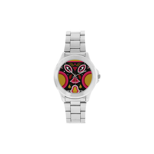 Ceremonial Tribal Mask Unisex Stainless Steel Watch(Model 103)