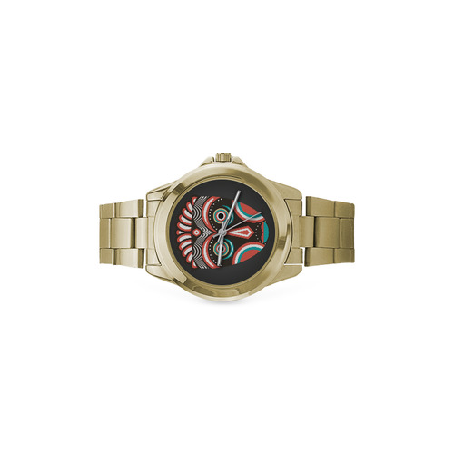 Lulua Ethnic Tribal Mask Custom Gilt Watch(Model 101)