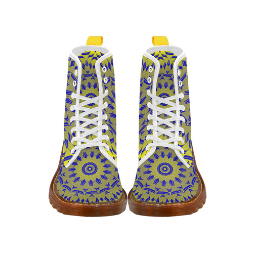 Yellow Blue Gold Mandala Martin Boots For Men Model 1203H