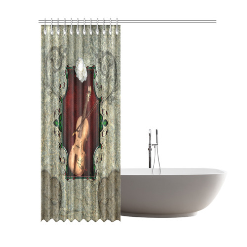 Violin with violin bow and flowers Shower Curtain 69"x84"
