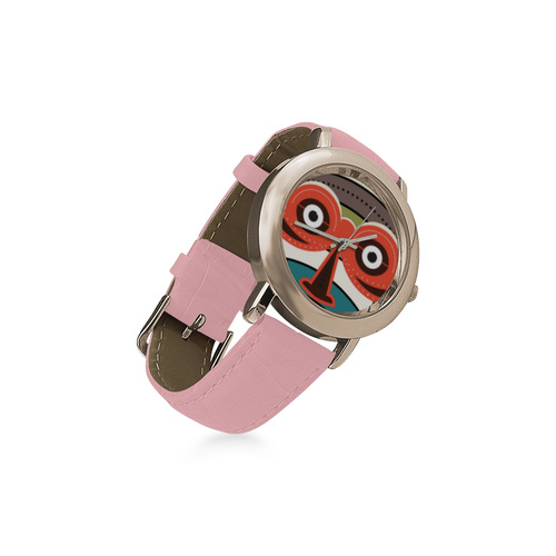 African Authentic Tribal Women's Rose Gold Leather Strap Watch(Model 201)