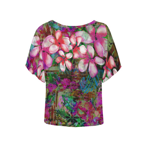 plumeria 002 Women's Batwing-Sleeved Blouse T shirt (Model T44)