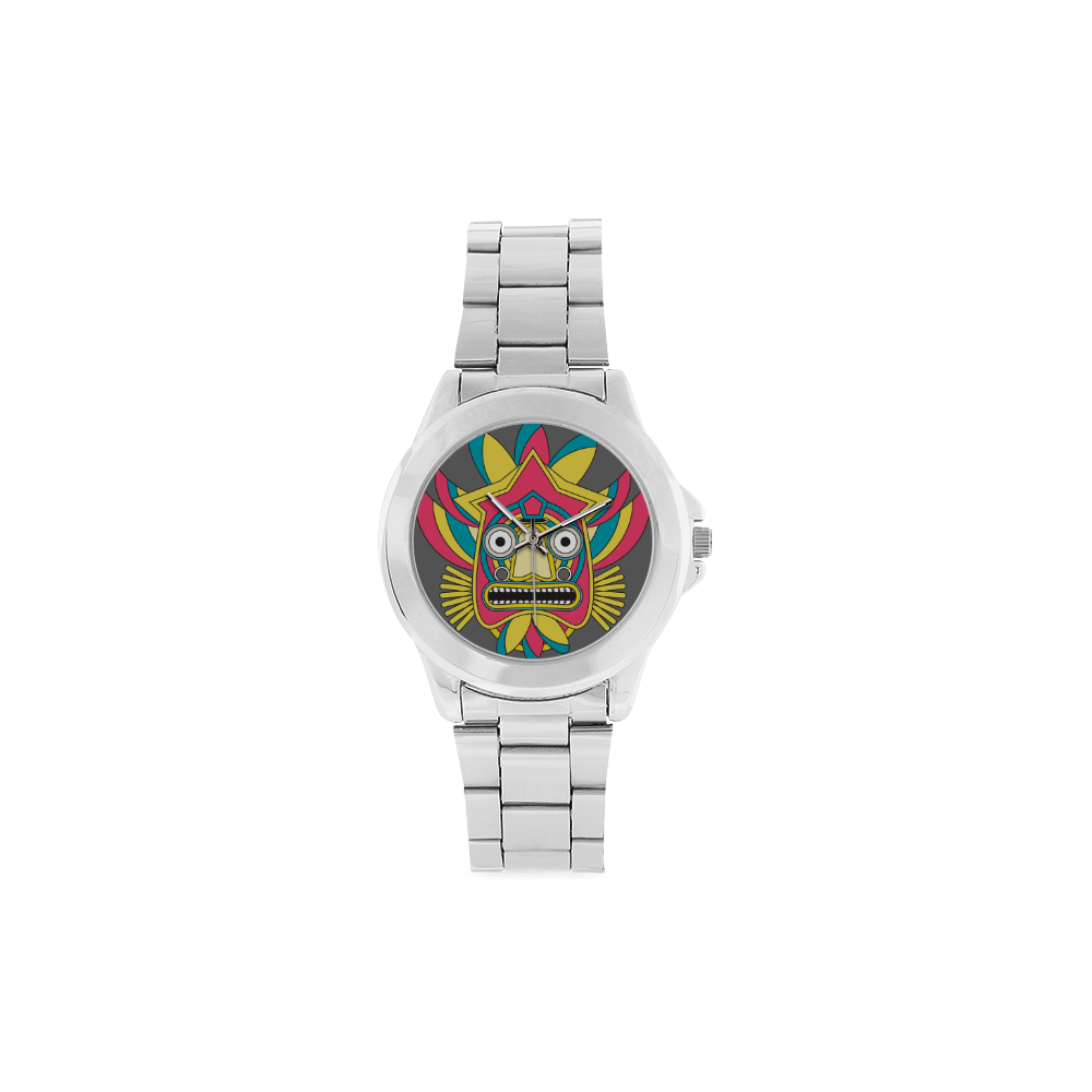 Indian Tribal Mask Unisex Stainless Steel Watch(Model 103)