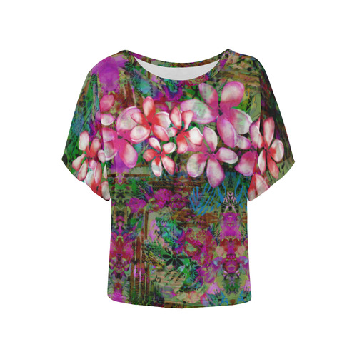 plumeria 002 Women's Batwing-Sleeved Blouse T shirt (Model T44)